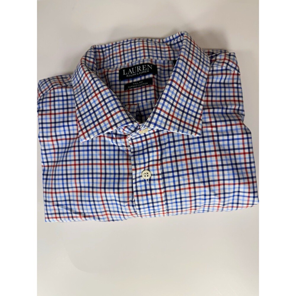 Lauren Ralph Lauren Men's Big & Tall Tall Fit Dress Shirt 18 36/37 Check